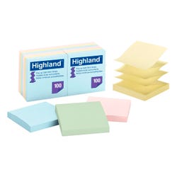 Image for Highland™ Pop-up Notes, 3 in x 3 in, Assorted Pastel Colors, 12 Pads/Pack from School Specialty
