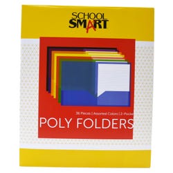 School Smart 2-Pocket Poly Folders, Assorted Colors, Pack of 36 Item Number 2019623