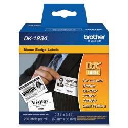 Image for Brother DK-1234 Name Badge Labels, 2.3 x 3.4 Inches, Roll of 260 from School Specialty