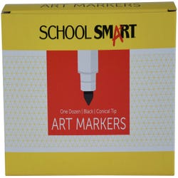 Image for School Smart Art Markers, Conical Tip, Black, Pack of 12 from School Specialty