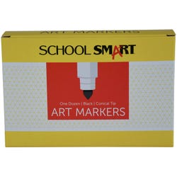 School Smart Art Markers, Conical Tip, Black, Pack of 12 Item Number 2002993