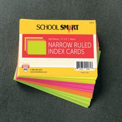 Image for School Smart Ruled Index Cards, 3 x 5 Inches, Assorted Neon, Pack of 100 from School Specialty