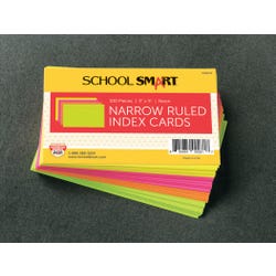 Image for School Smart Ruled Index Cards, 3 x 5 Inches, Assorted Neon, Pack of 100 from School Specialty