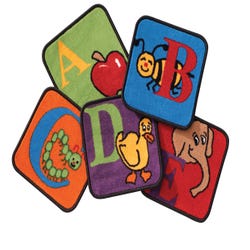 Carpets for Kids KID$Value PLUS Reading by the Book Carpet Seating Squares, 12 x 12 Inches, Set of 26, Multicolored, Item Number 1467812
