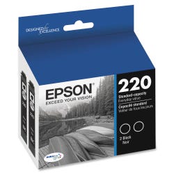 Image for Epson DURABrite Ultra Ink Cartridge, T220120D2, Black, Pack of 2 from School Specialty