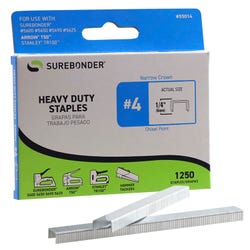 Image for Surebonder Number 4 Heavy Duty 1/4 Inch Narrow Crown Staples, Pack of 1250 from School Specialty