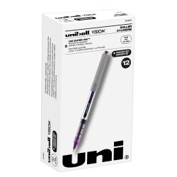 uni Vision Stick Roller Ball Pens, 0.7 mm Fine Tip, Assorted Colors, Set of 12 081646