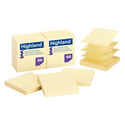 Image for Highland™ Pop-up Notes, 3 in x 3 in, Yellow, 12 Pads/Pack from School Specialty