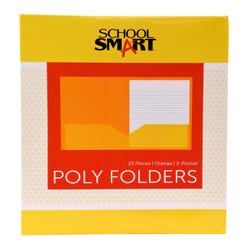School Smart Two-Pocket Poly Folder, Orange, Pack of 25, Item Number 2019639
