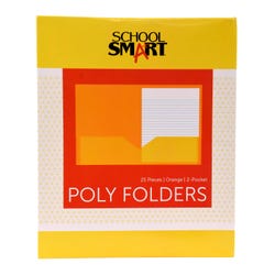 Image for School Smart 2-Pocket Poly Folders, Orange, Pack of 25 from School Specialty