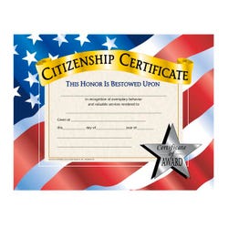 Image for Hayes Citizenship Certificate, 11 x 8-1/2 inches, Paper, Pack of 30 from School Specialty