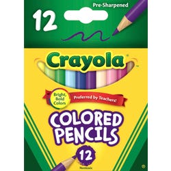 Crayola Short Colored Pencils, Half Size, Assorted Colors, Set of 12 Item Number 008223