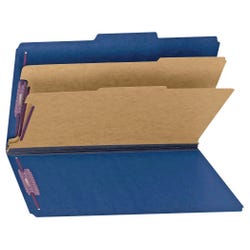 Image for Smead SafeSHIELD Pressboard Classification Folder, Legal Size, 2 Inch Expansion, 2 Dividers, Dark Blue, Pack of 10 from School Specialty
