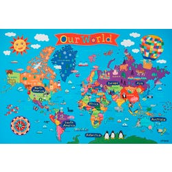 Image for Round World Kid's Our World Laminated Wall Map from School Specialty