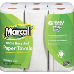 Image for Marcal Maxi Roll Paper Towels, 140 Sheets, 2-Ply, Paper, White, Pack of 6 from School Specialty