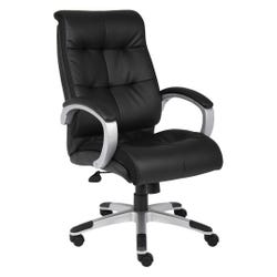 Image for Lorell Classic Executive Leather Swivel Chair, 27 x 32 x 44-1/2 in, Black/Silver from School Specialty