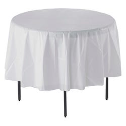 Image for Genuine Joe Table Cover, 84 Dia in, Round, Plastic, White, Pack of 6 from School Specialty