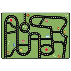 Image for Carpets for Kids Drive and Play Accent Rug, 3 Feet x 4 Feet 6 Inches, Rectangle, Green from School Specialty
