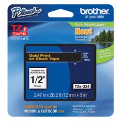 Image for Brother P-touch Tze Laminated Tape Cartridge, 1/2 Inch x 26 Feet, Gold/Black from School Specialty