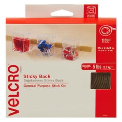 Image for VELCRO Brand Hook and Loop Sticky Back Tape Roll, 15 Feet x 3/4 Inch, Beige from School Specialty