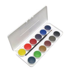 Image for Grumbacher Non-Toxic Watercolor Paint Set with Brush, 12 Assorted Transparent Colors from School Specialty