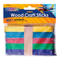Image for Creativity Street Jumbo Craft Sticks, Bright Hues, Pack of 100 from School Specialty