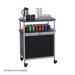 Image for Safco Mobile Beverage Cart, 33-1/2 x 21-3/4 x 43 Inches, Steel, Black, 4 Wheel from School Specialty