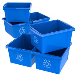 Image for School Smart Recycle Bin, 4 Gallon, Blue, Case of 6 from School Specialty
