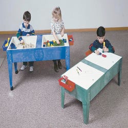 Childbrite Youth Double Mite Youth Activity Table with Tub and Lids 46 x 21 x 24 inches, Blue, Item Number 603718