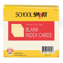 Image for School Smart Unruled Index Cards, 4 x 6 Inches, Canary, Pack of 100 from School Specialty