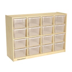 Image for Childcraft Mobile Cubby Unit, 16 Translucent Tubs, 50-5/8 x 16 x 36 Inches from School Specialty