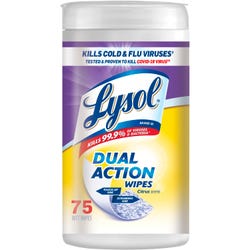 Image for Lysol Dual Action Wipes, Citrus Scent, 75 Wipes, Case of 6 from School Specialty