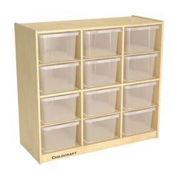 Image for Childcraft Mobile Cubby Unit, 12 Translucent Tubs, 38-1/8 x 16 x 36 Inches from School Specialty