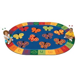 Image for Carpets for Kids KIDSoft 123 ABC Butterfly Fun Rug, 6 Feet 9 Inches x 9 Feet 5 Inches, Oval, Multicolored from School Specialty