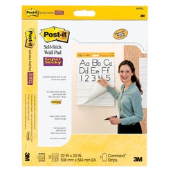 Image for Post-it Self-Stick Primary Ruled Wall Pad, 20 x 23 Inches, White, 20 Sheets, Pack of 2 from School Specialty