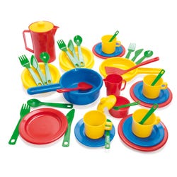 Image for Dantoy Toddler Cookware and Dish Set, Assorted Colors, 42 Pieces from School Specialty