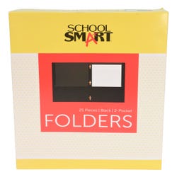 Image for School Smart 2-Pocket Folders with Fasteners, Black, Pack of 25 from School Specialty