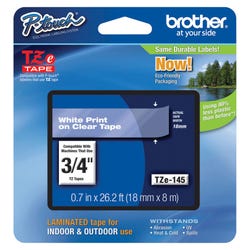 Image for Brother P-touch Tze Laminated Tape Cartridge, 3/4 Inch x 26 Feet, White/Clear from School Specialty