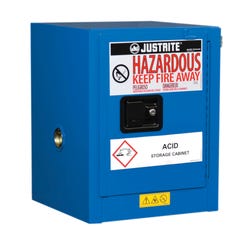 Image for Justrite Sure-Grip EX Countertop Hazardous Material 1 Door Safety Cabinet, 4 gal, 18 Gauge CR Steel, Blue from School Specialty