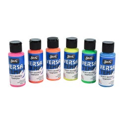 Image for Sax Versatemp Heavy-Bodied Tempera Paint, 2 Ounce Bottles, Assorted Fluorescent Colors, Set of 6 from School Specialty
