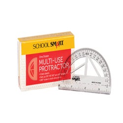 Image for School Smart Plastic Protractors 180 Degrees, 3-7/8 Inch Ruler Base, Clear, Pack of 12 from School Specialty