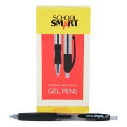 School Smart Retractable Gel Pens with Grip, Black Ink, Pack of 12 Item Number 1570506