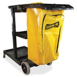 Image for Genuine Joe Industry Workhorse Heavy Duty Janitor Cart, 40 x 20-1/2 x 38 Inches, Charcoal/Yellow from School Specialty