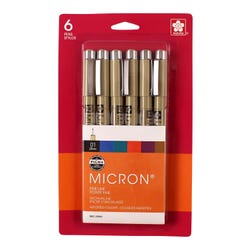 Sakura Pigma Micron Non-Toxic Waterproof Permanent Marker, Assorted Color, Pack of 6 Item Number 244137