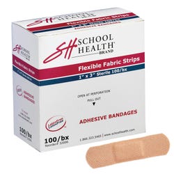 Image for School Health Flexible Latex-Free Adhesive Bandage, 1 x 3 inches, Fabric, Pack of 100 from School Specialty