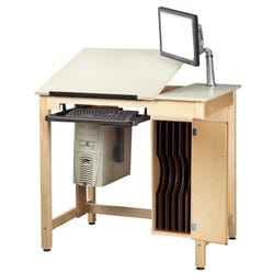 Image for Diversified Woodcrafts Drawing Table, 42 x 30 x 39-3/4 Inches, Almond Colored Plastic Laminate Top and Vertical Storage Box from School Specialty