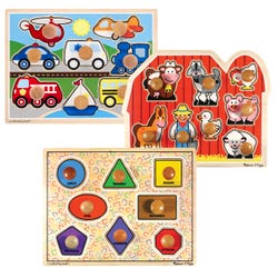 Image for Melissa & Doug Farm, Shapes, and Vehicles Jumbo Knob Puzzle Set from School Specialty