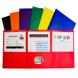 Image for C-Line 3-Pocket Tri-Fold Poly Portfolios, Assorted Colors, Set of 25 from School Specialty