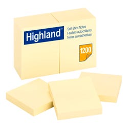 Image for Highland™ Notes, 3 in x 3 in, Yellow, 12 Pads/Pack from School Specialty