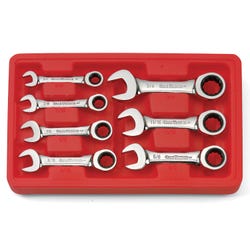 Image for Gearwrench 7-Piece Stubby Ratcheting Combination Wrench Set - SAE, Set of 7 from School Specialty